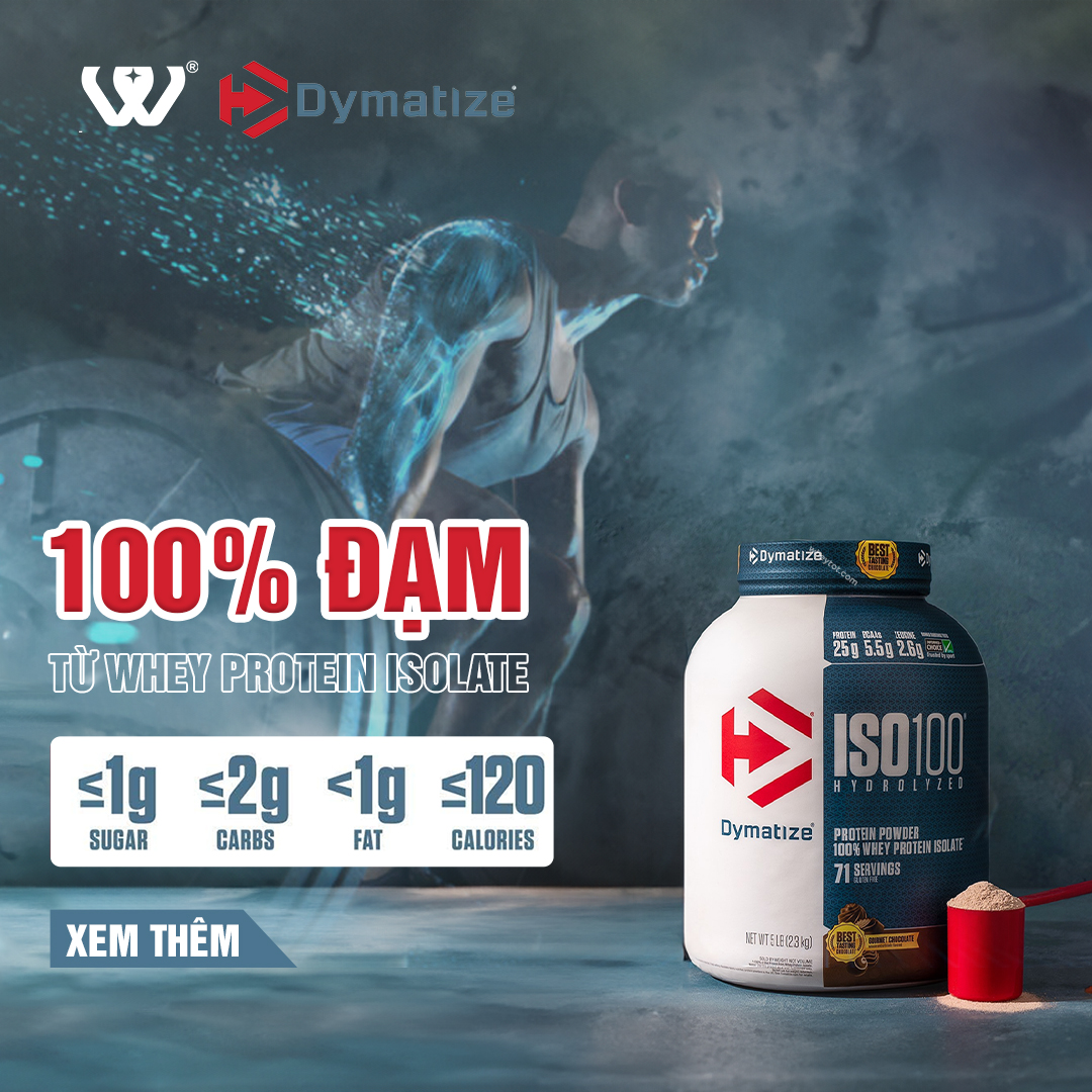 ISO 100 Hydrolyzed 5lbs được sản xuất bởi Dymatize – Một trong những thương hiệu thực phẩm bổ sung uy tín, chất lượng hàng đầu tại Mỹ.