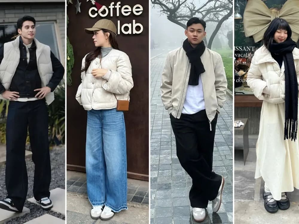 Phối áo bông, áo dạ tay dài