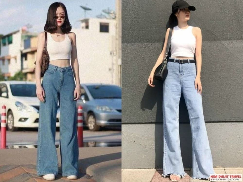 Áo 2 dây croptop + Quần ống rộng